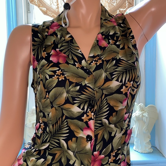 SLEEVELESS DRESS BUTTON DOWN FLORAL PRINT DRESS BY ERIKA PS - Picture 1 of 9